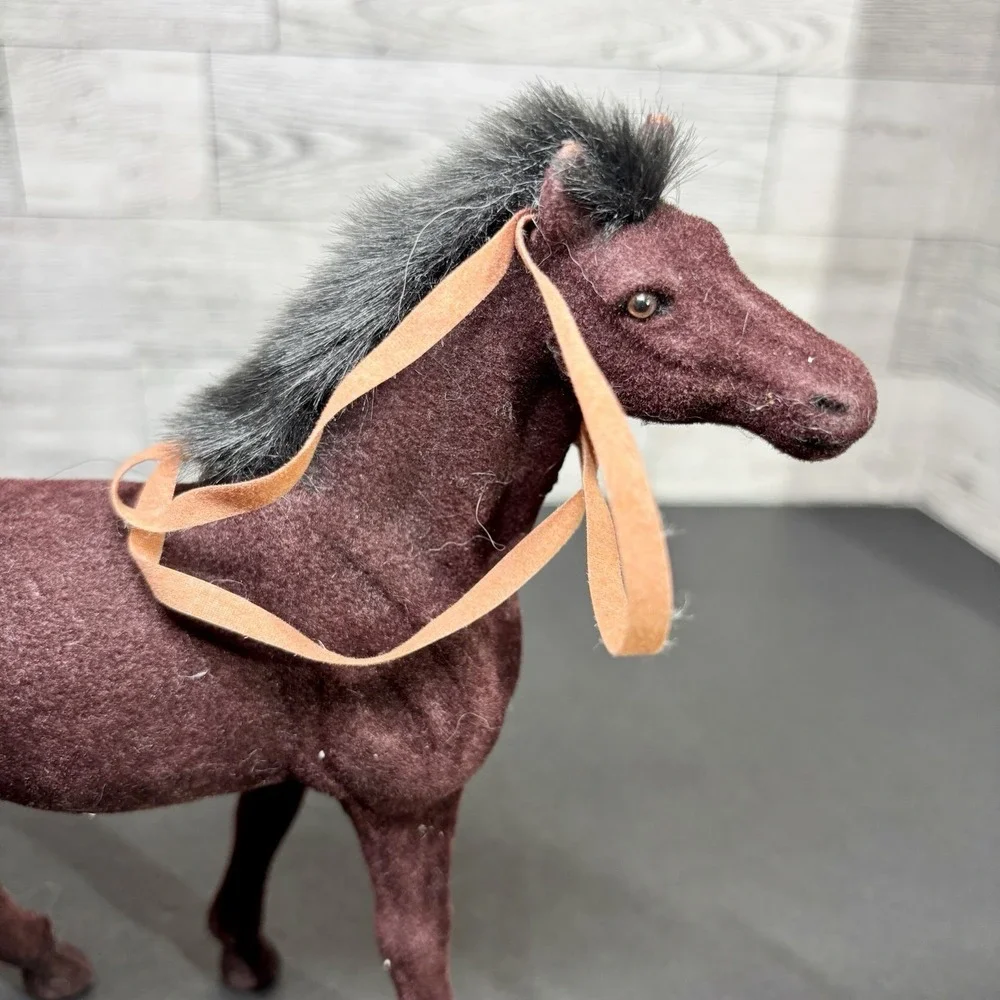 Vintage Flocked Brown Horse Pony Black‎ Maine Mother And Calf
